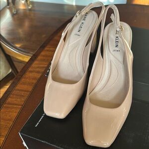 Anne Klein Cream Heels with Square Toe